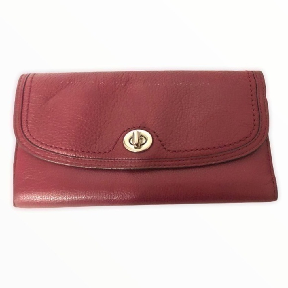 COACH red leather turnlock wallet